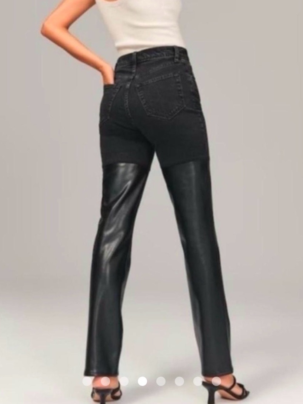 Abercrombie & Fitch Contrast Black Half Leather Half Denim Jeans Curve Love